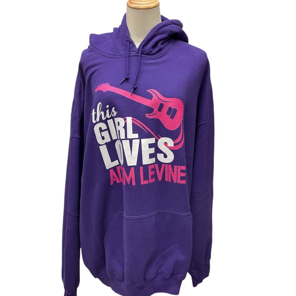 Gildan This Girl Love Adam Levine Hooded Sweatshirt Size 3XL Purple Rock